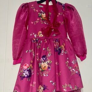 Floral Pink Dress with Puff Sleeves